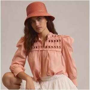 Self Contrast Anthropologie Puff-Sleeve Blouse Size Small